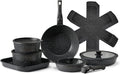 17 Piece Pots and Pans Set Granite Nonstick Cookware Set Induction Compatible Kitchen Cookware Set Black