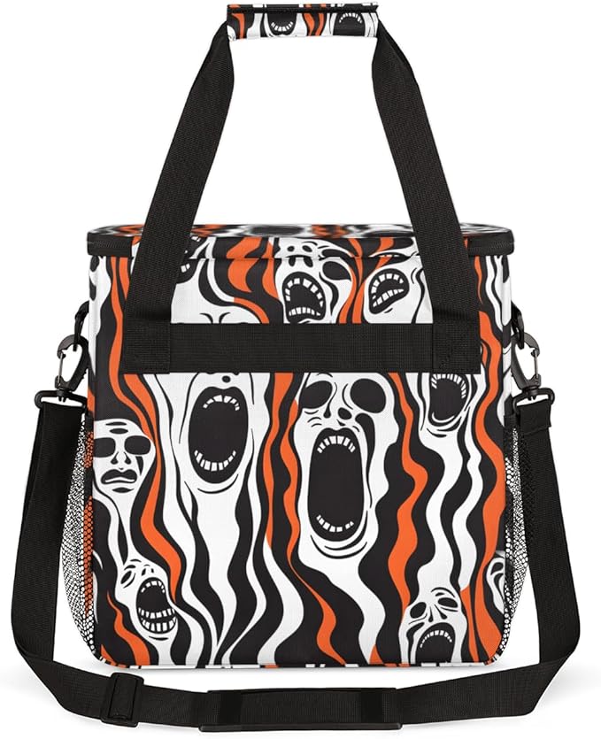Magical Spooky Ghost Coffee Maker Carrying Bag Portable Travel Storage Tote Bag Compatible with K-Mini or K-Mini Plus Single Serve Coffee Brewer Carrying Case with Multiple Pockets &amp Shoulder St