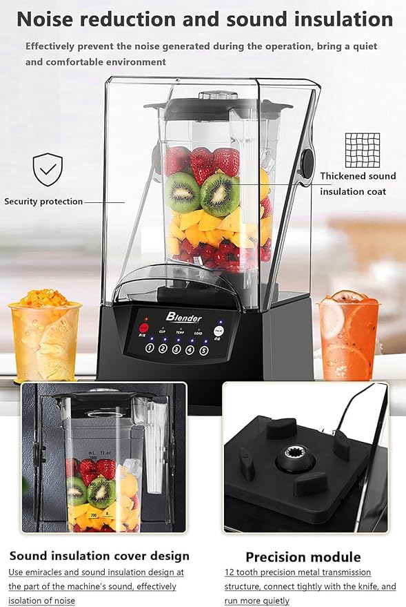 Smoothie Maker2L Blender2200W Commercial BlenderMulti-Function High Speed Electric Food Blenderfor SmoothiesJuicesMilkshakes