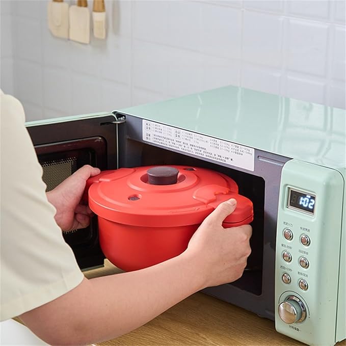 Microwave Rice Cooker Cooking Pot With Pressure And Steamer Features Microwave Steamer for Vegetables Safe as Speedy Rice and Serving Bowls Food Storage Container Cooker for Microwave