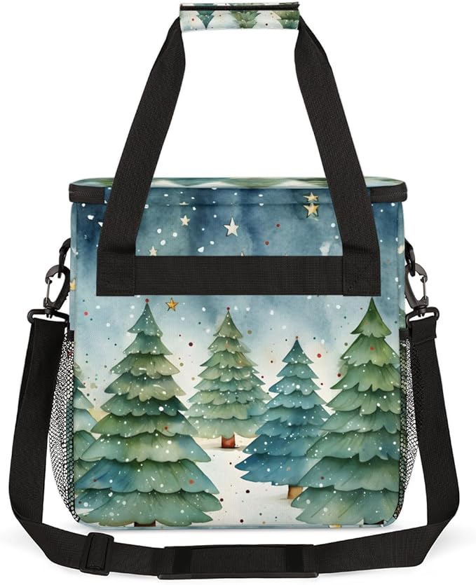 Oil Painting Christmas Tree Coffee Maker Carrying Bag Travel Storage Bag Compatible with K-Mini or K-Mini Plus Single Serve Coffee Brewer Carrying Case with Multiple Pockets &amp Shoulder Strap