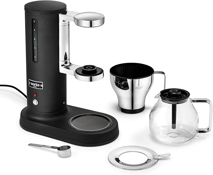 aarke Coffee Maker - Electric Drip Brewer with Automatic Drip-Stop Glass Carafe Brews Full Pot in Under 6 Minutes SCA certified Matte Black