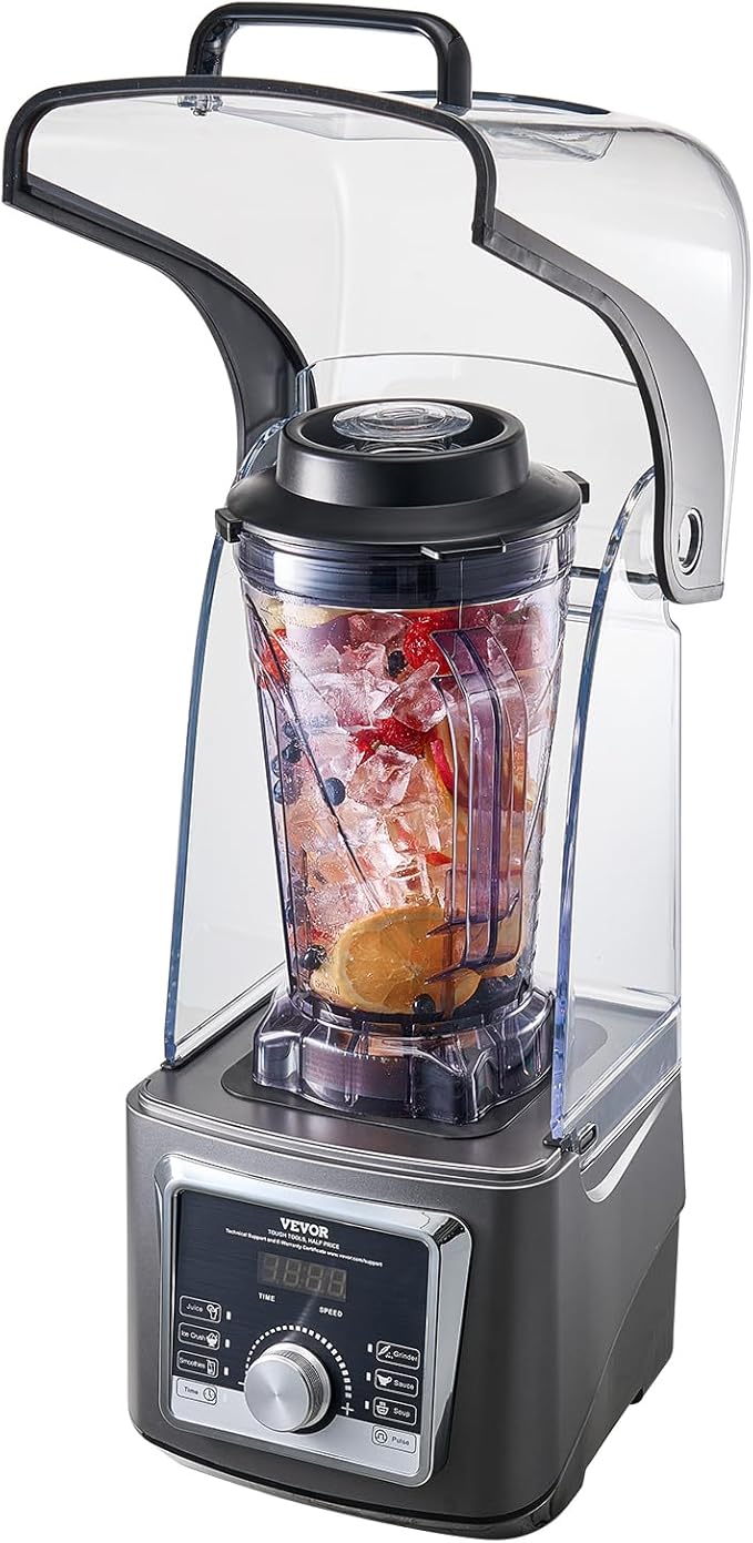 VEVOR Professional Blender for Smoothies 118 oz 1400W with Powerful Motor Multi-Functional Food Processing Blender with Noise Cover for Smoothie/Milkshake/Juice Fits for Kitchen