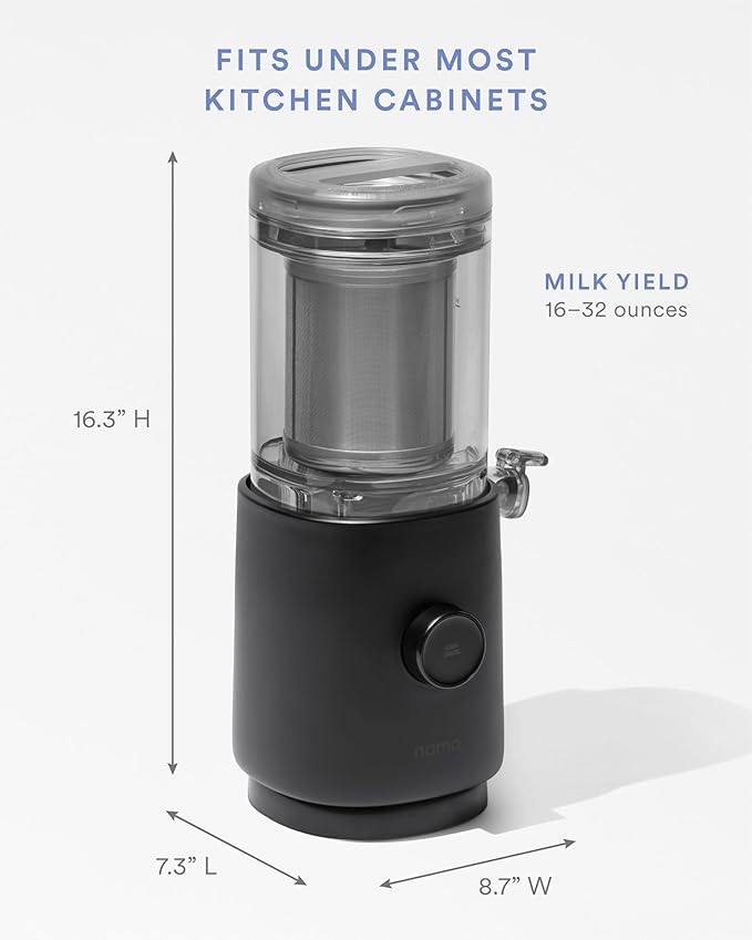 Nama M1 Plant Milk Maker – Homemade Oat Seed &amp Nut Milk Maker Machine – Smooth Creamy Texture Barista Quality Milk in Minutes – Blends &amp Strains in One Container – Easy to Clean