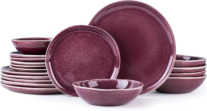 AmorArc Ceramic Dinnerware SetsHandmade Reactive Glaze Stoneware Plates and Bowls SetsHighly Scratch Resistant | Dishwasher &amp Microwave Safe Dishes SetService for 4 (12pc)