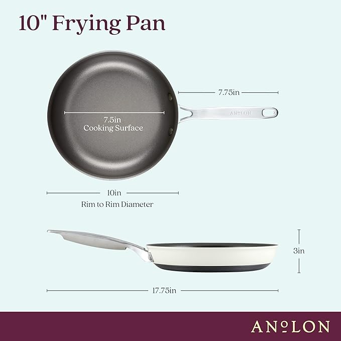 Anolon Achieve Hard Anodized Nonstick Frying Pan/Skillet 10 Inch Cream