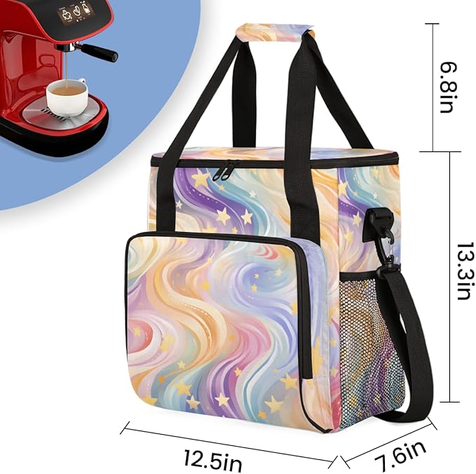 Star Tie Dyeing Coffee Maker Carrying Bag Portable Travel Storage Tote Bag Compatible with K-Mini or K-Mini Plus Single Serve Coffee Brewer Carrying Case with Multiple Pockets &amp Shoulder Strap