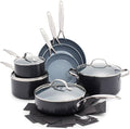 GreenPan Valencia Pro Ceramic Nonstick 11 Piece Cookware Set Hard Anodized PFAS-Free Pots &amp Pans Induction Ready Compatible on All Cooktops Dishwasher Safe Oven Safe to 600F Gray