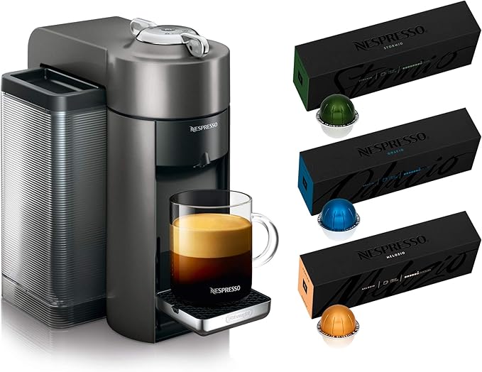 Nespresso ENV135GY Coffee and Espresso Machine by De'Longhi Graphite Metal Nespresso Vertuoline Coffee Assortment 30 Capsules