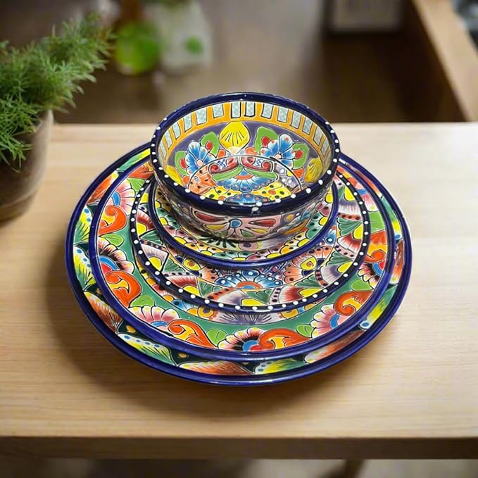 40-Piece Talavera Dinnerware Set | Colorful Tableware for 8