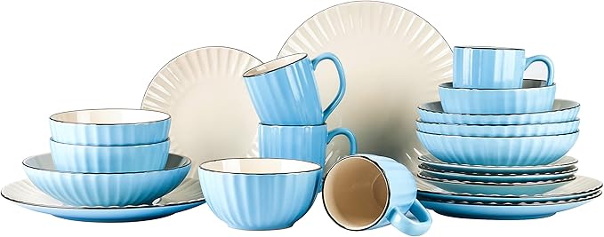 Osita Strip Stoneware 20pc Dinnerware Set Blue