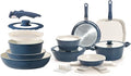 31pcs Ceramic Pots and Pans Set Nonstick Detachable Handle Cookware Induction Kitchen Cooking Set with Removable Handleinclude Frying Pans &amp Saucepans Oven Safe(Blue)