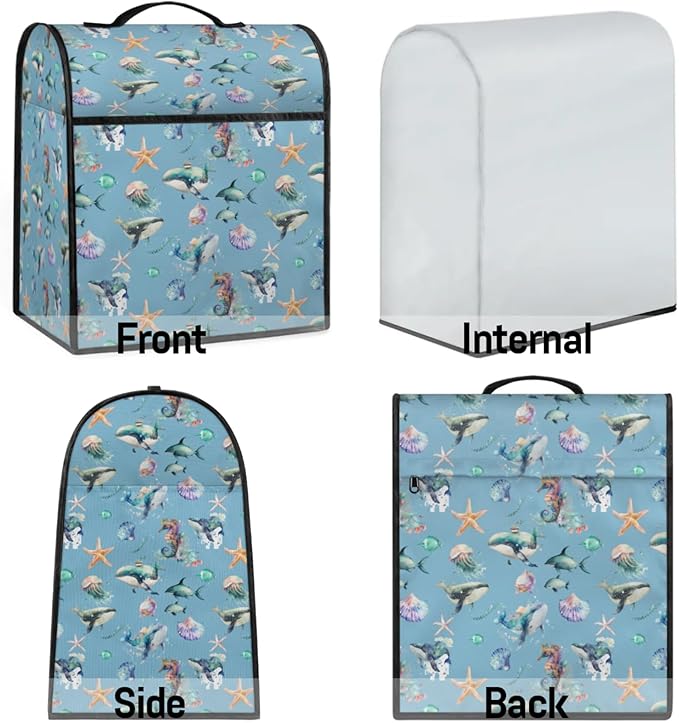 cfpolar Kitchen Aid Mixer Cover Compatible with 6-8 Quarts Summer Dolphin Starfish Stand Mixer Cover Kitchen Aid Mixers Accessories Appliance Organizer Bag Dust Covers with Zipper Pocket