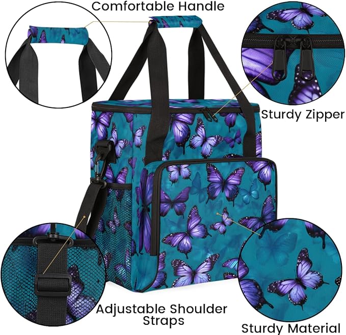 Watercolor Butterfly Coffee Maker Carrying Bag Mystic Butterfly Travel Storage Bag Compatible with K-Mini or K-Mini Plus Single Serve Coffee Brewer Carrying Case with Pockets &amp Shoulder Strap