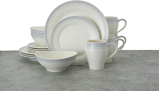 Mikasa Swirl Ombre Grey 16 Piece Dinnerware Set Service for 4