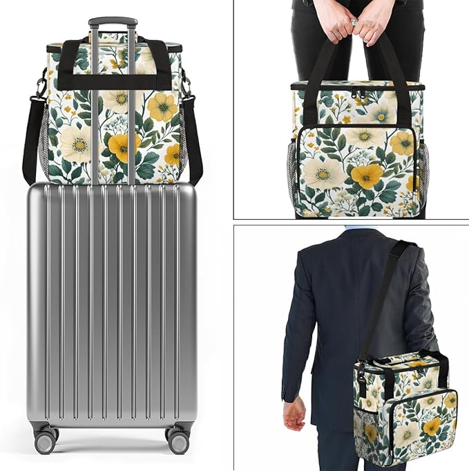 Aromatic Flowers Coffee Maker Carrying Bag Portable Travel Storage Tote Bag Compatible with K-Mini or K-Mini Plus Single Serve Coffee Brewer Carrying Case with Multiple Pockets &amp Shoulder Strap