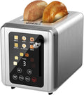 WHALL® Touch Screen Toaster 2 Slice Stainless Steel Digital Timer Toaster 6 Bread Types &amp 6 Shade Settings Smart Extra Wide Slots Toasters With Bagel Cancel Defrost Functions