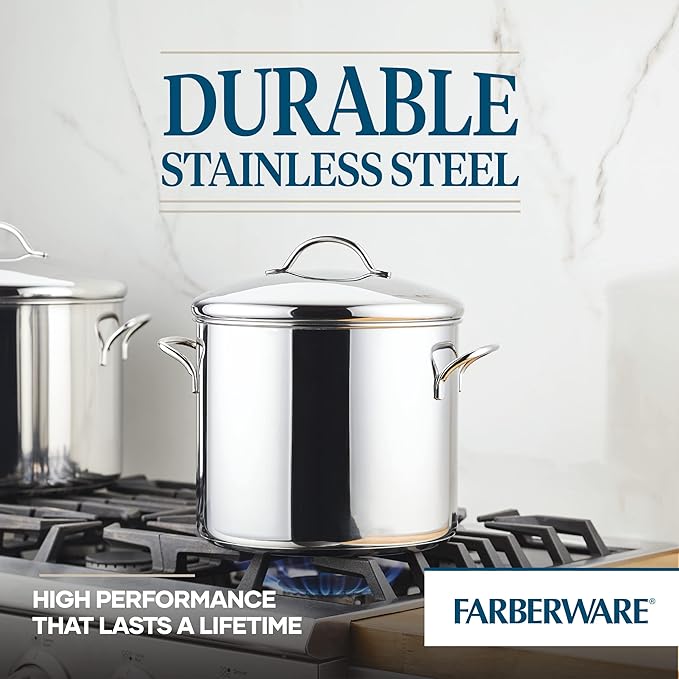 Farberware 50008 Classic Stainless Steel Stock Pot/Stockpot with Lid - 12 Quart Silver