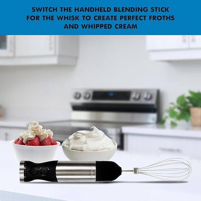Kenmore Immersion Blender - Handheld Stick Mixer Electric Hand Blender with Stainless Steel Shaft Whisk Variable Speed for Smoothies Milkshakes Baby Food Puree Batidora de Inmersión