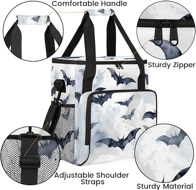 Gothic Bat Coffee Maker Carrying Bag Oil Painting Bat Travel Storage Bag Compatible with K-Mini or K-Mini Plus Single Serve Coffee Brewer Carrying Case with Multiple Pockets &amp Shoulder Strap