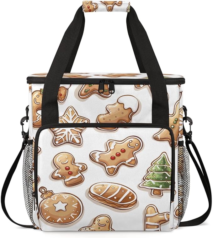 Cute Gingerbread Man Coffee Maker Carrying Bag Portable Travel Storage Tote Bag Compatible with K-Mini or K-Mini Plus Single Serve Coffee Brewer Carrying Case with Multiple Pockets &amp Shoulder St