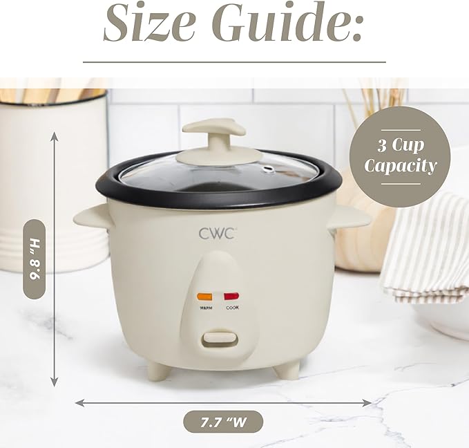 COOK WITH COLOR 6 Cup Rice Cooker 300W - Effortless Cooking and Perfectly Cooks 3 Cups of Raw Rice for 6 Cups of Cooked Rice Sand