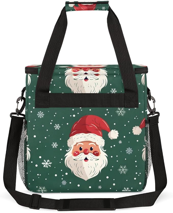 Bright Santa Claus Coffee Maker Carrying Bag Portable Travel Storage Tote Bag Compatible with K-Mini or K-Mini Plus Single Serve Coffee Brewer Carrying Case with Multiple Pockets &amp Shoulder Stra