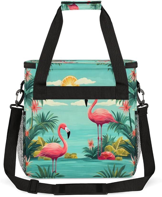 Tropical Hawaiian and Flamingo Coffee Maker Carrying Bag for Keurig K-Mini or K-Mini Plus Storage Portable Coffee Maker Travel Bag
