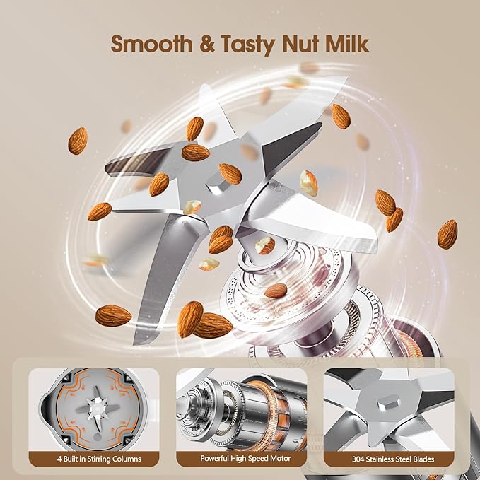 7 in 1 Nut Milk Maker Machine 28oz Automatic Milk Maker for Homemade Coconut Oat Soy Plant-Based Milk Juice with 18H Delay Start/6H Keep Warm/Self Cleaning (White)
