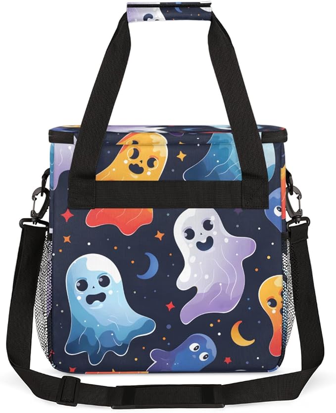 Bright Spooky Ghosts Coffee Maker Carrying Bag Portable Travel Storage Tote Bag Compatible with K-Mini or K-Mini Plus Single Serve Coffee Brewer Carrying Case with Multiple Pockets &amp Shoulder St