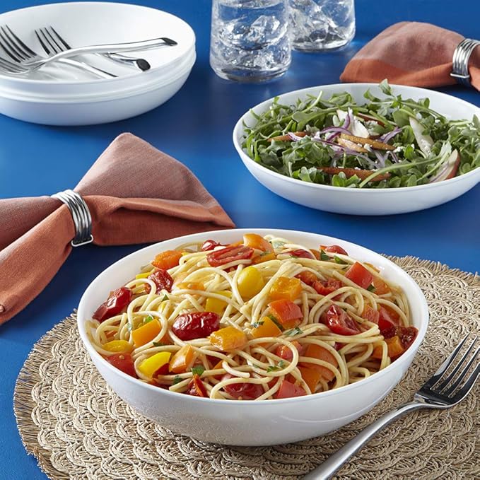 Corelle Vitrelle 18-Piece Service for 6 Dinnerware Set Triple Layer Glass and Chip Resistant &amp 4-Pc Meal Bowls Set Service for 4 Durable and Eco-Friendly 9-1/4-Inch Bowls