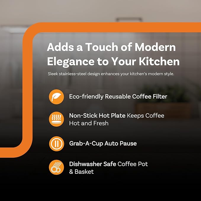 12-Cup Programmable Drip Coffee Maker Stainless Steel Auto Shut-Off