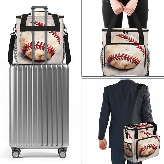 Oil Painting Baseball Coffee Maker Carrying Bag Graffiti Baseball Travel Storage Bag Compatible with K-Mini or K-Mini Plus Single Serve Coffee Brewer Carrying Case with Pockets &amp Shoulder Strap