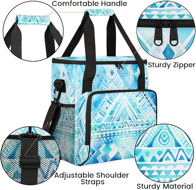 Ethnic Geometry Coffee Maker Carrying Bag Polynesian Pattern Travel Storage Bag Compatible with K-Mini or K-Mini Plus Single Serve Coffee Brewer Carrying Case with Multiple Pockets &amp Shoulder St