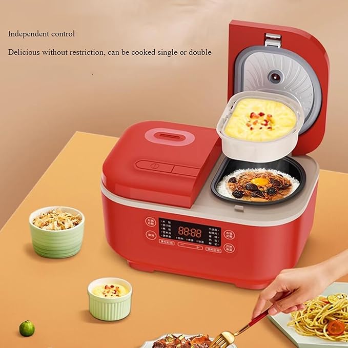 Rice Cooker (1.5+1.5L) Home Double Inner Integrated Multi-function Rice Cooker 12H Appointment and Insulation for 1-3 People(B)