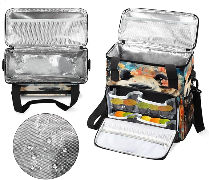 Cute Panda Coffee Maker Carrying Bag Chrysanthemum Travel Storage Bag Compatible with K-Mini or K-Mini Plus Single Serve Coffee Brewer Carrying Case with Multiple Pockets &amp Shoulder Strap