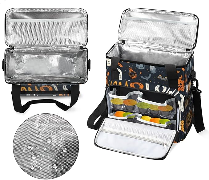 Happy-Halloween Coffee Maker Carrying Bag Ghosts Pumpkins Travel Storage Bag Compatible with K-Mini or K-Mini Plus Single Serve Coffee Brewer Carrying Case with Multiple Pockets &amp Shoulder Strap