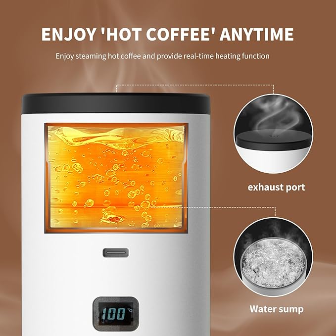 RQUOIRE 3-in-1 Portable Coffee Maker Espresso Machine Self-Heating Travel Coffee Maker Compatible with NS DG Pods &amp Ground Coffee Small Mini Espresso Machine for Car Camping Hiking With Stand