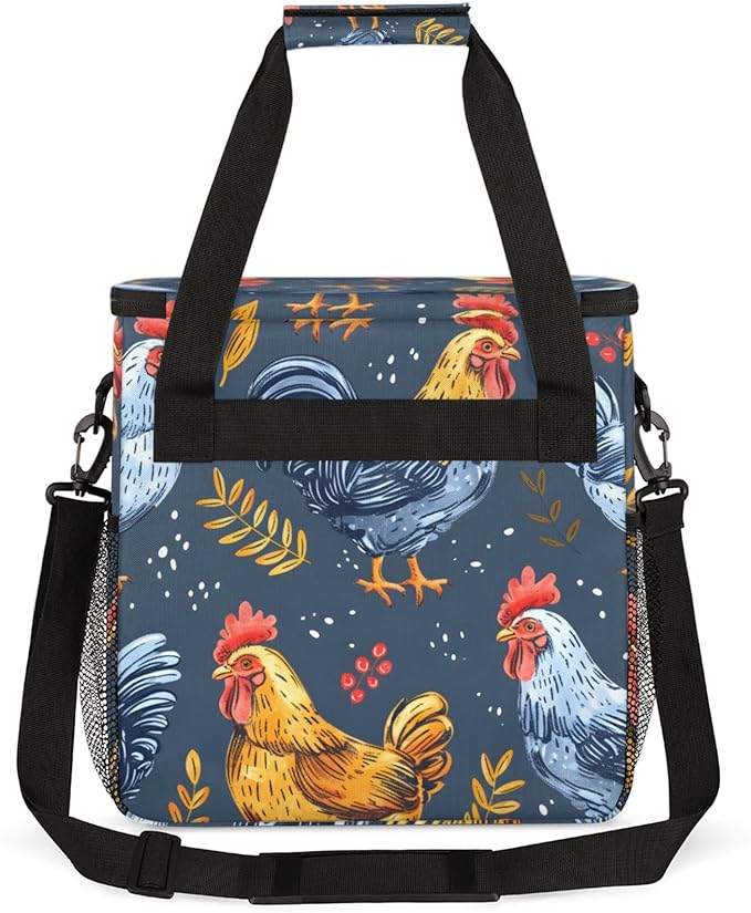 Chickens Coffee Maker Travel Bag for Keurig K-Mini/K-Mini Plus Insulated Waterproof Tote with Pockets for K-Cup Portable Single-Serve Brewer Case