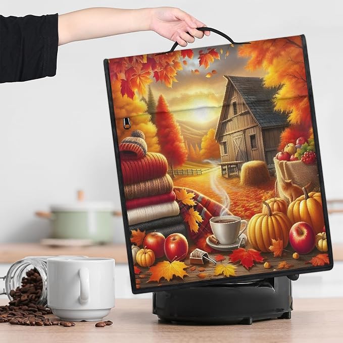 cfpolar Kitchen Aid Mixer Cover Compatible with 6-8 Quarts Fall Pumpkin Farm Coffee Stand Mixer Cover Kitchen Aid Mixers Accessories Appliance Organizer Bag Dust Covers with Zipper Pocket