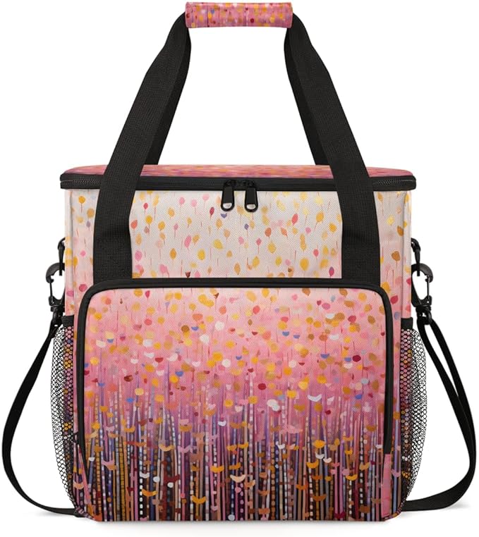 Glitter Coffee Maker Carrying Bag Rose madder Portable Travel Storage Tote Bag Compatible with K-Mini or K-Mini Plus Single Serve Coffee Brewer Carrying Case with Multiple Pockets &amp Shoulder Str