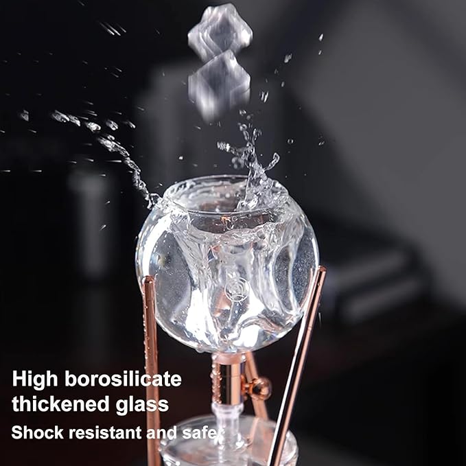 Ice Drip Brewer Ice Drip Coffee Maker with 500ml Borosilicate Glass Pot Stainless Steel Frame &amp Adjusting drip rate valve Slow Drip Technology for Coffee Lover to Make 3-5 Cups