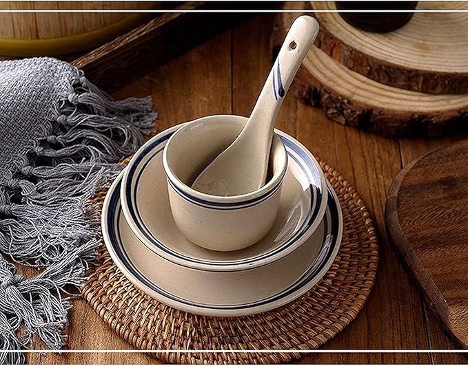 Dinnerware Sets - Luxury Gift Dishes Service Set Old-Fashioned Four-Piece Bowl Dish and Plate Porcelain Special Set Restaurant Tableware Ceramic Table Porcelain Dinnerware