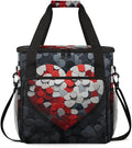 Red Heart Jigsaw Coffee Maker Carrying Bag Portable Travel Storage Tote Bag Compatible with K-Mini or K-Mini Plus Single Serve Coffee Brewer Carrying Case with Multiple Pockets &amp Shoulder Strap
