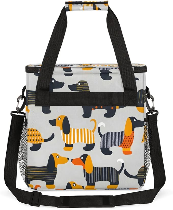 Cartoon Geometric Dog Coffee Maker Carrying Bag for Keurig K-Mini or K-Mini Plus Storage Portable Coffee Maker Travel Bag