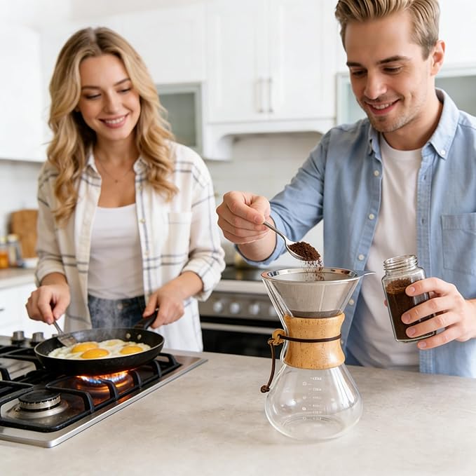 Pour Over Coffee Maker 20 oz Drip Coffee Pot Set Glass Carafe with Filter Subjectthree Manual Brewer for Camping (6 cup/20 oz)