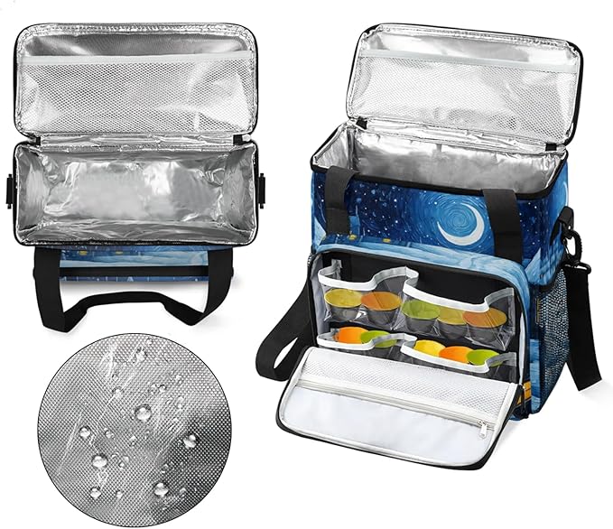 Winter Village Cat Coffee Maker Travel Bag for Keurig K-Mini/K-Mini Plus Insulated Waterproof Tote with Pockets for K-Cup Portable Single-Serve Brewer Case