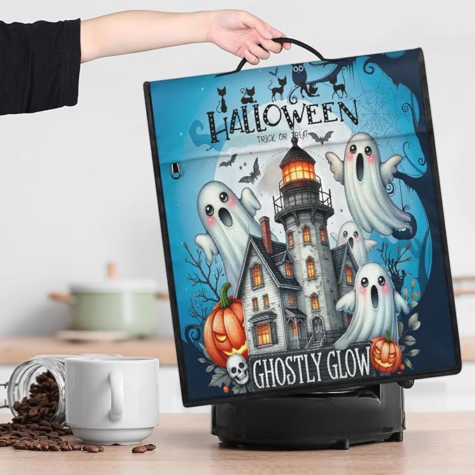 cfpolar Kitchen Aid Mixer Cover Compatible with 6-8 Quarts Halloween Ghost Castle Pumpkin Moon Stand Mixer Cover Kitchen Aid Mixers Accessories Appliance Organizer Bag Dust Covers with Zipper Pocket