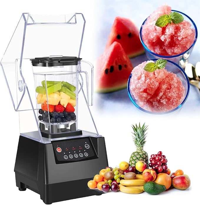Commercial Smoothie Maker Electric Stand Mixer with Sound Enclosure 17000rpm Blender for Shakes and Smoothies