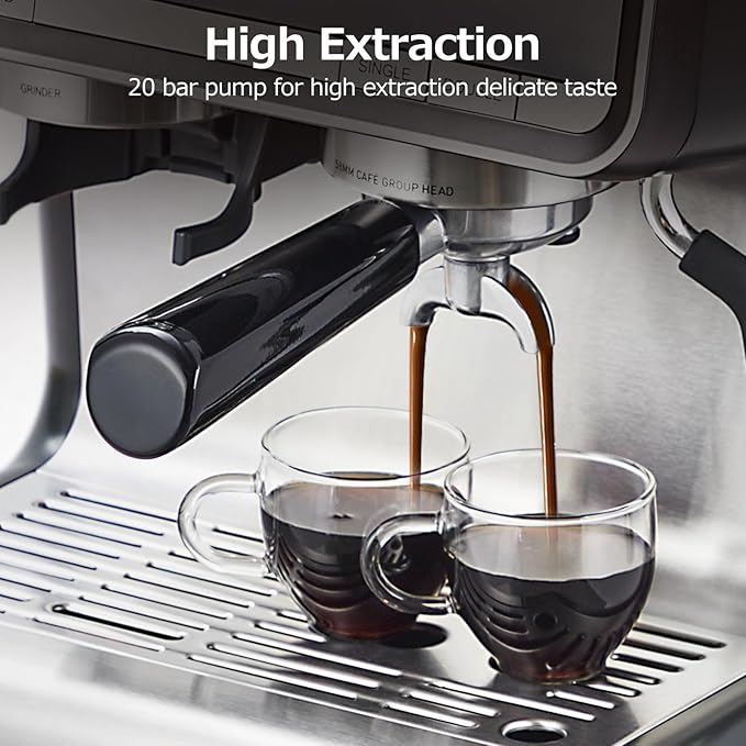 Espresso Machine 20 Bar Coffee Maker with Milk Frother Steam Wand Semi-Automatic Coffee Machine for Cappuccino Latte Fast Heating Stainless Steel